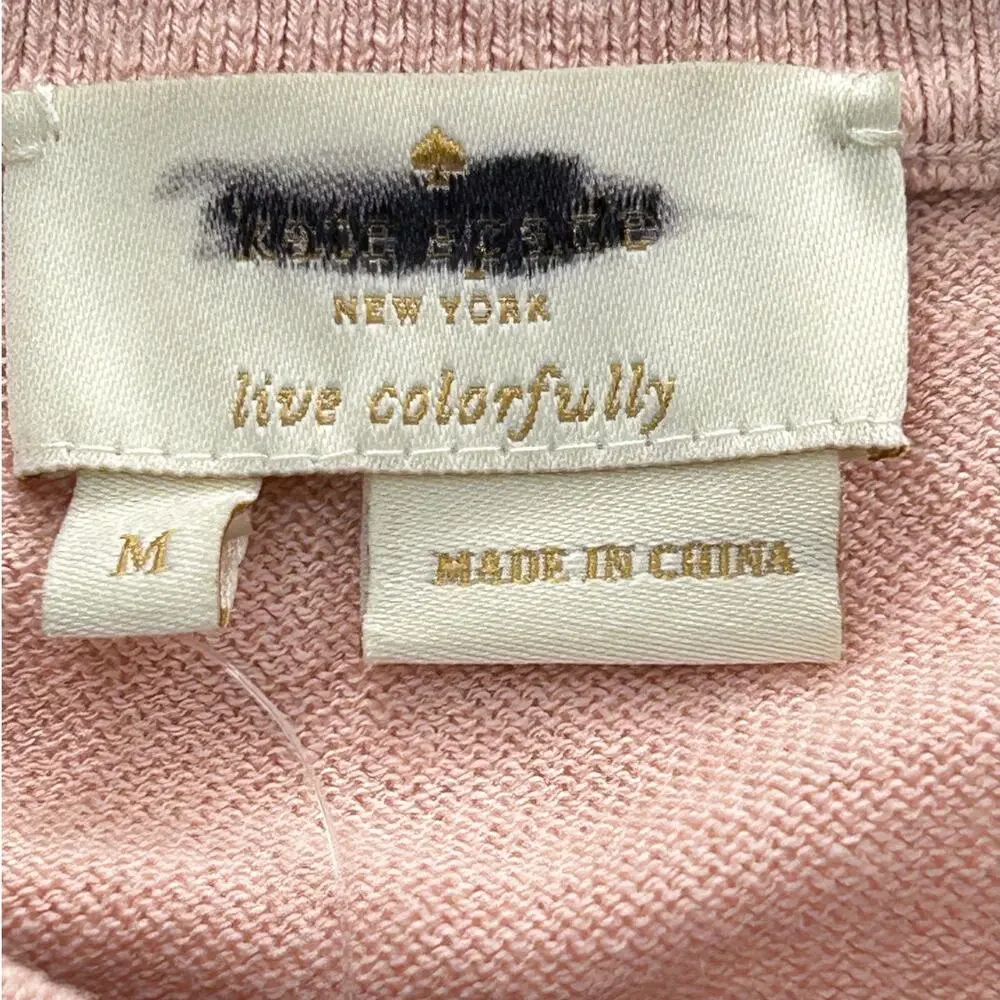 Kate Spade Silk Blend Cardigan Blush Gold Tone Gem Buttons Women Medium